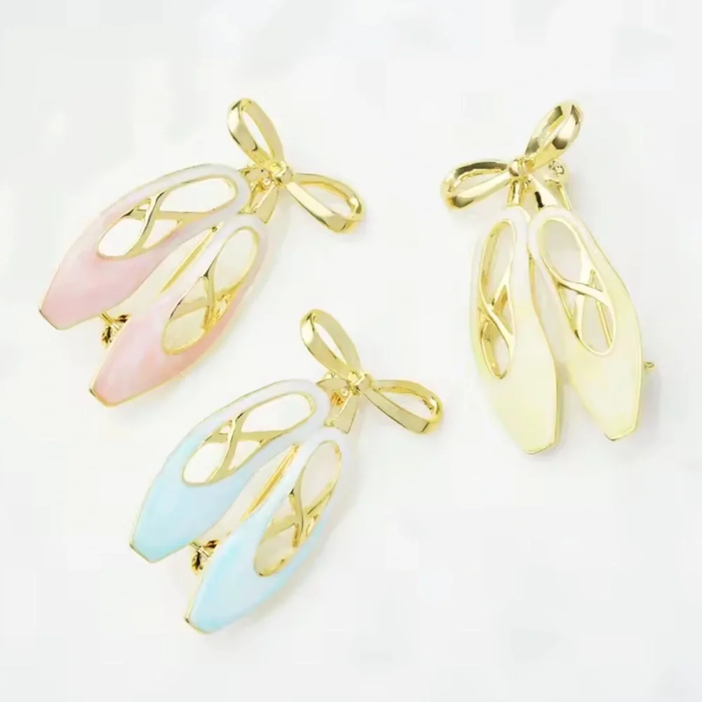 Charming Pink Ballet Shoe Brooch